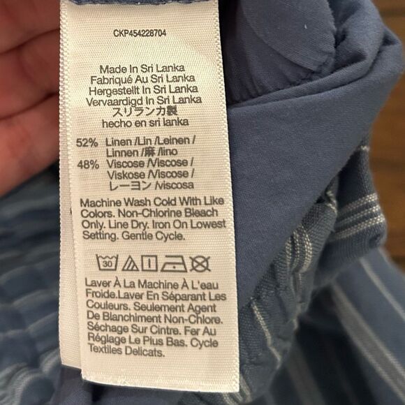 Madewell Blue Linen-Blend Track Trousers in Stripe Size Medium style MD211 - Picture 12 of 14